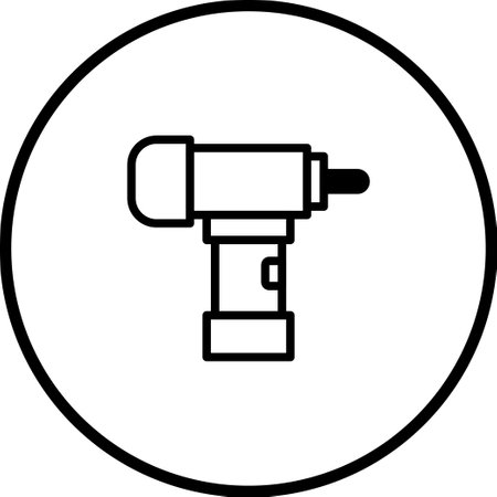 Minimalist line art illustration of a drill inside a circular frame. Ideal for construction, repair, or DIY themed designs.のイラスト素材