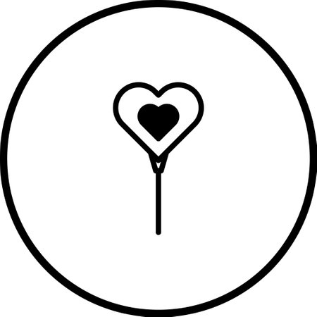 A minimalist icon featuring a heart-shaped balloon within a circle, ideal for expressing affection, romance, or celebratory themes.のイラスト素材