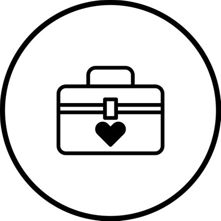 A simple and clean vector graphic of a toolbox with a heart symbol. Ideal for designs related to love, repairs, or DIY projects.のイラスト素材