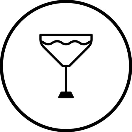 A minimalist line art illustration of a cocktail glass within a circle. Simple and elegant design, perfect for bar, party, or drinks related themes.のイラスト素材