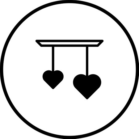 A simple and elegant illustration of hanging hearts. This minimalist design is perfect for conveying love and romance in a modern and stylish way.のイラスト素材
