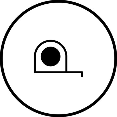 This minimalist illustration showcases a tape measure encased within a circle, ideal for designs emphasizing precision, construction, or diy projects.のイラスト素材