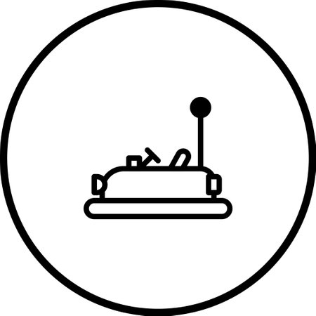Bumper car icon vector illustration. This image portrays a classic amusement park ride in a minimalistic line art style.のイラスト素材