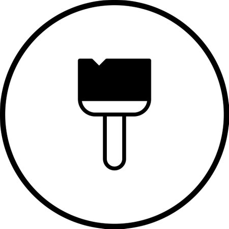 This image shows a simple paint brush icon in a circle. Ideal for design, art, and creative projects. Vector illustration for various applications.のイラスト素材