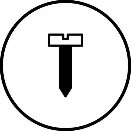 A simple black and white illustration of a nail, perfect for use in construction or hardware designs.のイラスト素材