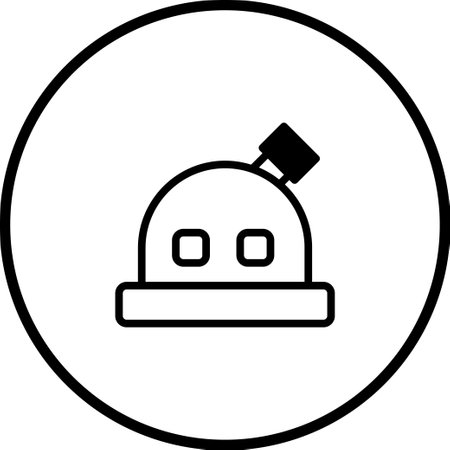 A minimalist icon of an astronomical observatory, representing scientific research, space exploration, and the pursuit of knowledge. Isolated on a white background.のイラスト素材