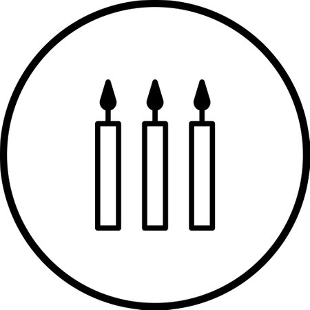 A minimalist icon design featuring three candles in simple black and white line art, perfect for adding a touch of elegance or serenity to any project.のイラスト素材