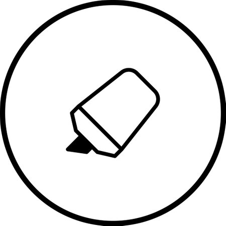 A clean, minimalist icon of a marker in black outline style, isolated on white background. Suitable for creative writing, drawing, office, educational, or design projects.のイラスト素材