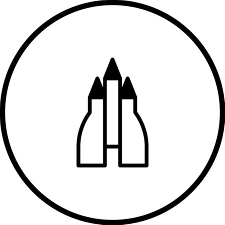A minimalist icon depicts a rocket launch inside a circle, symbolizing innovation, progress, and future aspirations. Suitable for technology, space exploration or business concepts.のイラスト素材