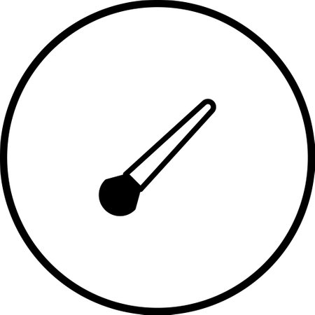 A minimalist icon featuring a makeup brush enclosed within a circle. Ideal for beauty, fashion, and cosmetic design projects.のイラスト素材