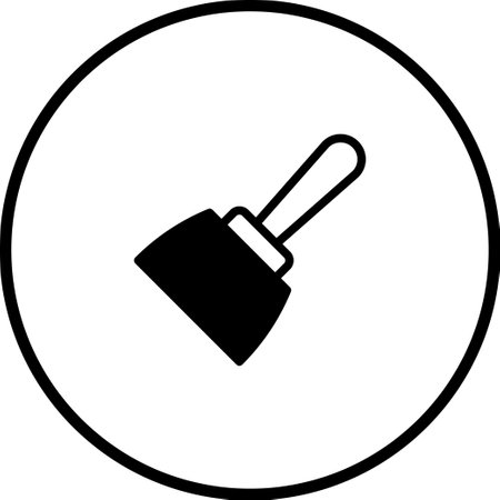 A minimalist black and white icon of a scraper tool, ideal for representing construction, repair, or craft-related themes in graphic designs.のイラスト素材