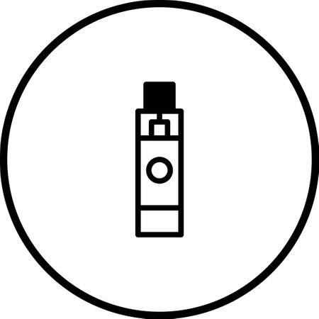This image shows a simple and modern icon of a vaping device in a circle, symbolizing a modern alternative to traditional cigarettes.のイラスト素材