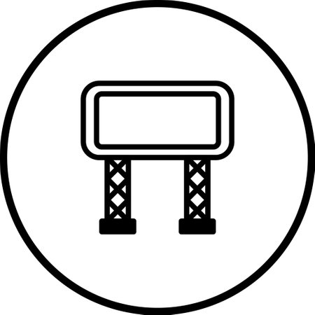 A minimalist illustration depicts a blank billboard enclosed within a circle, perfect for creative applications. The design features clean lines and a simple structure, ideal for adding custom content.のイラスト素材