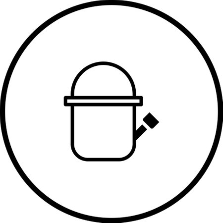 A minimalist watering can icon inside a circle, perfect for gardening or agricultural design projects. Simple outline for a clean and professional look.のイラスト素材