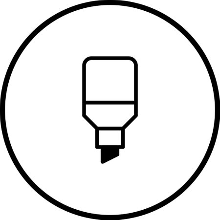 A clean and minimalist illustration showcases a highlighter pen encased within a circular frame. It's a versatile design element suitable for various creative projects.のイラスト素材
