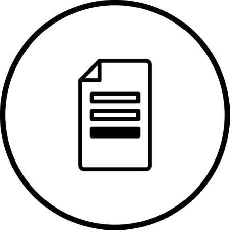 A minimalist black and white document icon featuring a stylized sheet of paper, suitable for use in digital or print media designs, representing files or information.のイラスト素材
