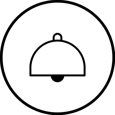 A minimalist line drawing of a bell icon centered within a circle. The design is simple, clean, and suitable for use as a notification or alert symbol.のイラスト素材