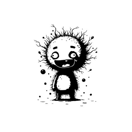 A cheerful cartoon character with a big, toothy grin and a spooky, yet cute design, perfect for adding a playful touch to any projectのイラスト素材