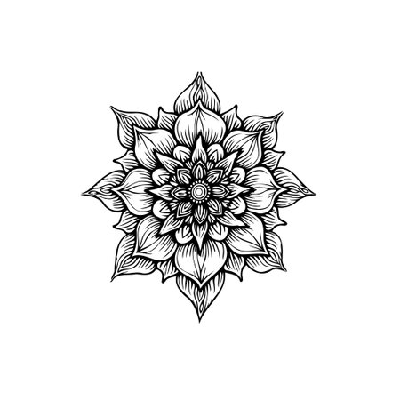 A beautiful and intricate floral illustration. Perfect for adding a touch of nature and elegance to any design project. Its detailed petals and monochrome style create a timeless aesthetic.のイラスト素材