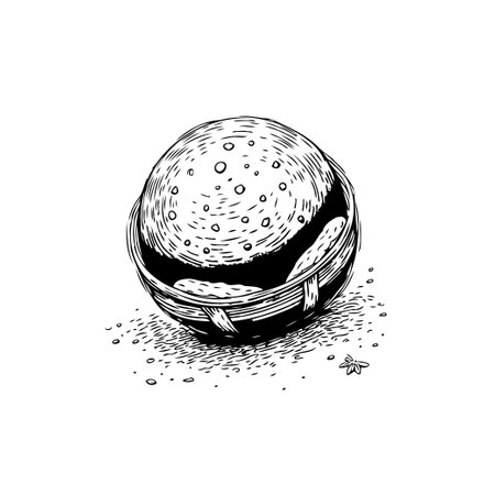 Detailed monochrome sphere illustration using hand-drawn techniques. The artwork showcases hatching, stippling, and varied line work creating texture.のイラスト素材