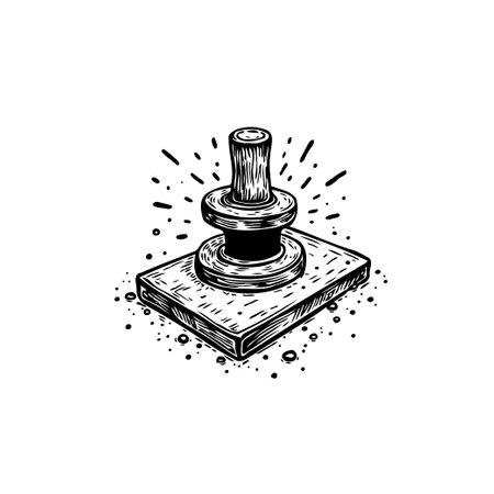 Detailed hand-drawn illustration of a vintage toggle switch, perfect for industrial or technology themed designs, conveying control and mechanics.のイラスト素材