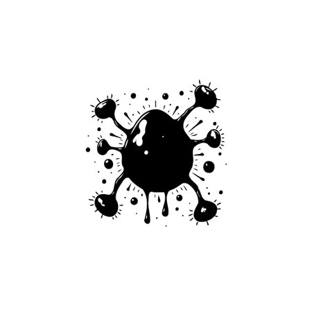 A bold black ink splatter design with a minimalist aesthetic. Perfect for creative projects, abstract backgrounds, or adding a touch of artistic flair.のイラスト素材