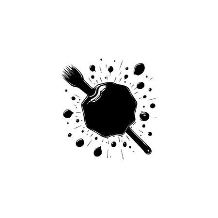 This is a captivating black paint spill with brush strokes in a vector illustration design with artistic style.のイラスト素材