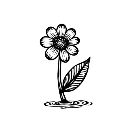 A beautiful flower illustration featuring elegant petals and delicate water ripples, perfect for adding a touch of nature and artistic flair to any design project.のイラスト素材