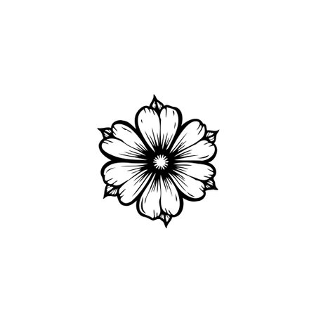 A beautiful and simple six-petal flower design, ideal for minimalist graphic design, logos, and elegant backgrounds.のイラスト素材