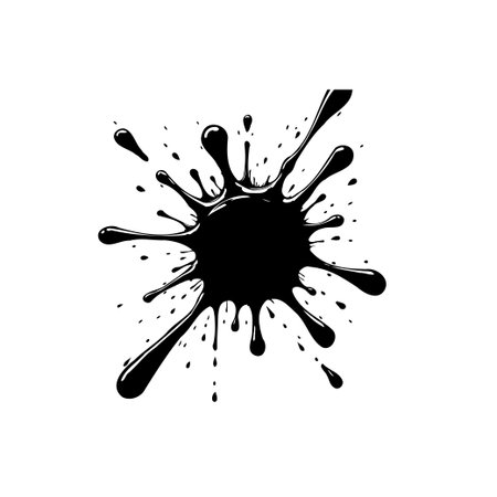 A high-contrast vector illustration of a black ink splash. The image is a clean graphic element suitable for various creative projects.のイラスト素材
