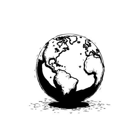 Stylized illustration of a world globe with a focus on environmental concerns. The image can be used for projects related to sustainability and climate change.のイラスト素材