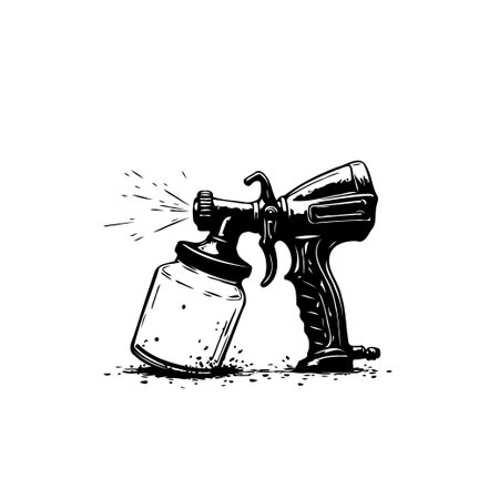 A detailed vector illustration featuring a spray gun. Ideal for automotive repair, industrial applications, or artistic designs, showcasing precision and craftsmanship.のイラスト素材
