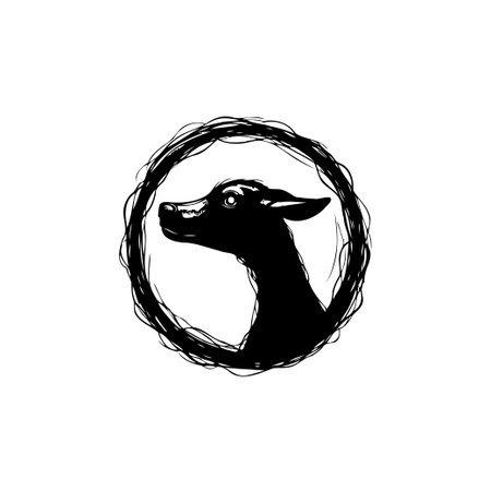 This image showcases a sleek dog silhouette within a hand-drawn circle. Perfect for logos, designs, and artistic representations.のイラスト素材