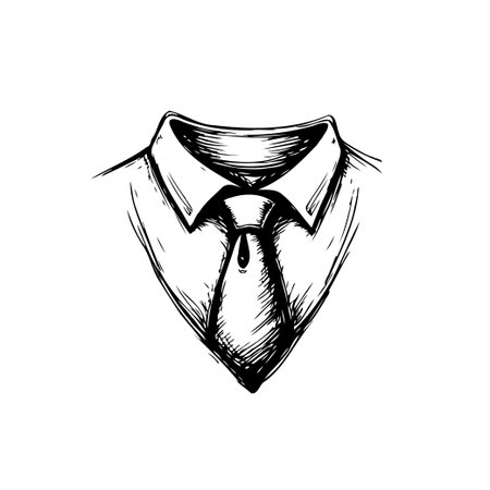 An elegant illustration of a shirt and tie, symbolizing formal attire and professional style. Ideal for designs needing a touch of classic sophistication.のイラスト素材