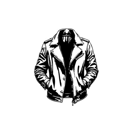 This captivating illustration presents a classic leather biker jacket, epitomizing timeless style. Perfect for fashion design or graphical projects.のイラスト素材