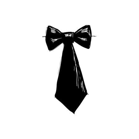 A sophisticated sketch of a black tie and bow tie, perfect for conveying elegance and formality. Ideal for fashion, events, and design projects.のイラスト素材