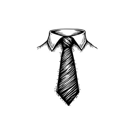A hand-drawn illustration featuring a tie and collared shirt, perfect for representing business, fashion, or professional attire.のイラスト素材