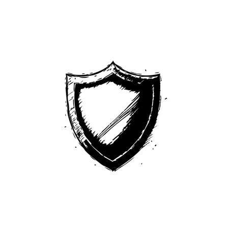 This image features a grunge textured vector shield illustration. Suitable for security, protection and defense purposes.のイラスト素材