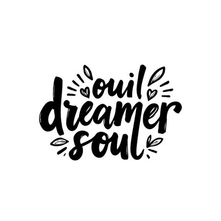 Black and white inspirational quote with hearts and leaves elements. Elegant typography design for cards, posters, and prints.のイラスト素材