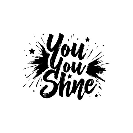 An inspiring 'You Shine' typography illustration, perfect for adding a motivational touch to designs. The black text with star accents provides a positive message.のイラスト素材