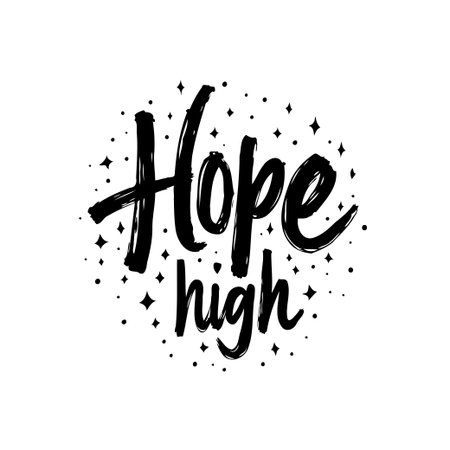 A simple yet elegant design featuring the words 'hope' and 'high' surrounded by stars. A message of aspiration and positivity, suitable for various creative projects.のイラスト素材