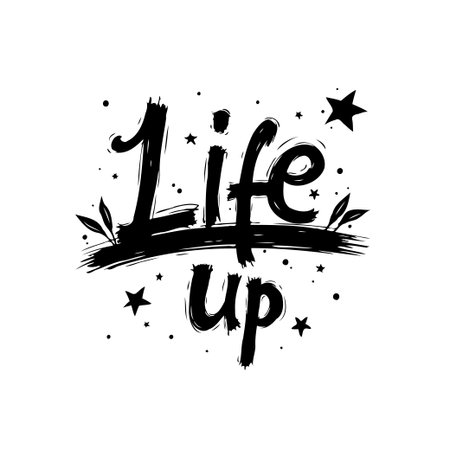 A hand-drawn typography illustration with the motivational quote 'Life Up'.  Perfect for adding a touch of inspiration to various designs and projects.のイラスト素材