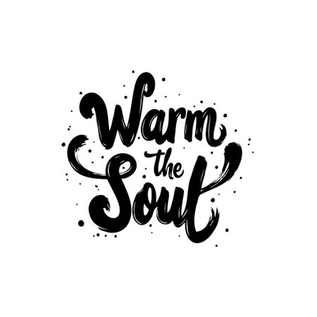 Elegant calligraphy art with the message "Warm the Soul". This typography design evokes positive vibes, comfort, and inspiration, perfect for motivational and artistic projects.のイラスト素材