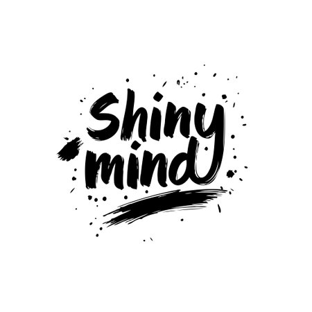 Hand-drawn 'shiny mind' typography with artistic splatters for a creative and motivational visual, perfect for designs seeking an inspiring touch.のイラスト素材