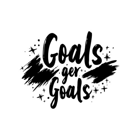 A motivational goals design featuring bold black lettering perfect for inspiring success and achievement. This typography artwork is a positive message for lifestyle growth.のイラスト素材