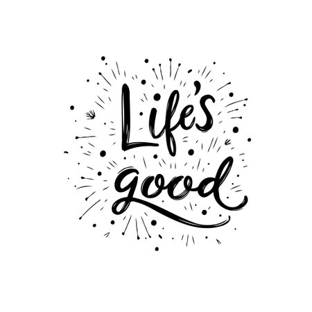 This is a hand drawn style black and white lettering with a positive message. Suitable for inspirational posters, cards, and graphic design projects.のイラスト素材