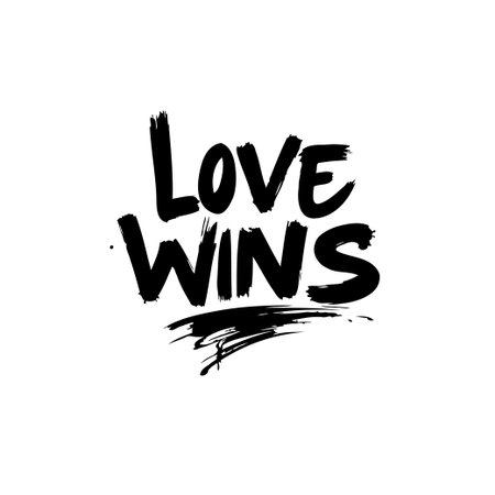 This illustration shows the text 'Love Wins', conveying a message of positivity and inclusivity. Its bold typography and dynamic brushstrokes add emphasis to the message.のイラスト素材