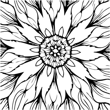 Intricate floral illustration featuring delicate petals and abstract patterns, perfect for adding an elegant touch to various creative projects and artistic applicationsのイラスト素材