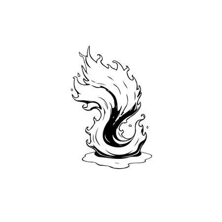 A captivating abstract flame design in black and white, perfect for adding a dynamic and artistic touch to creative projects. Its stylized form evokes a sense of energy.のイラスト素材