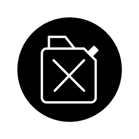 A minimalist vector illustration of a fuel can icon inside a circle. This illustration is perfect for gas stations, automotive services, and energy-related projects.のイラスト素材